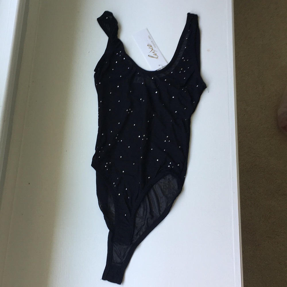 White fox mesh sparkly bodysuit
